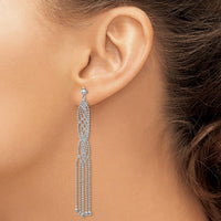14K White Gold Bead Chain Drop Earrings - 73mm Length by 0