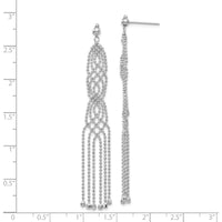 14K White Gold Bead Chain Drop Earrings - 73mm Length by 0