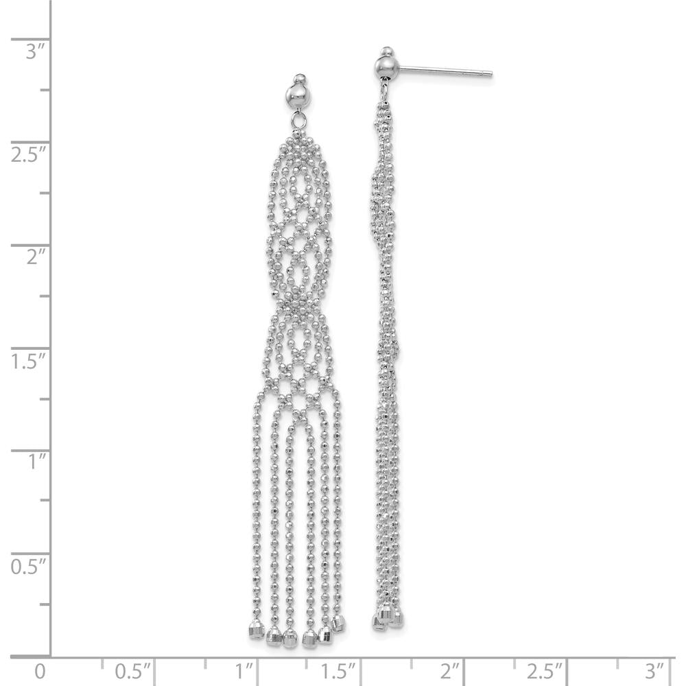 14K White Gold Bead Chain Drop Earrings - 73mm Length by 0