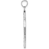14K White Gold Beaded Celtic Iona Cross Charm Pendant with Rhodium Plating by Oro Pregiato