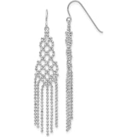 14K White Gold Beaded Drop Earrings with Rhodium Plating - Polished Finish by 0