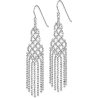 14K White Gold Beaded Drop Earrings with Rhodium Plating - Polished Finish by 0