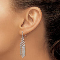 14K White Gold Beaded Drop Earrings with Rhodium Plating - Polished Finish by 0