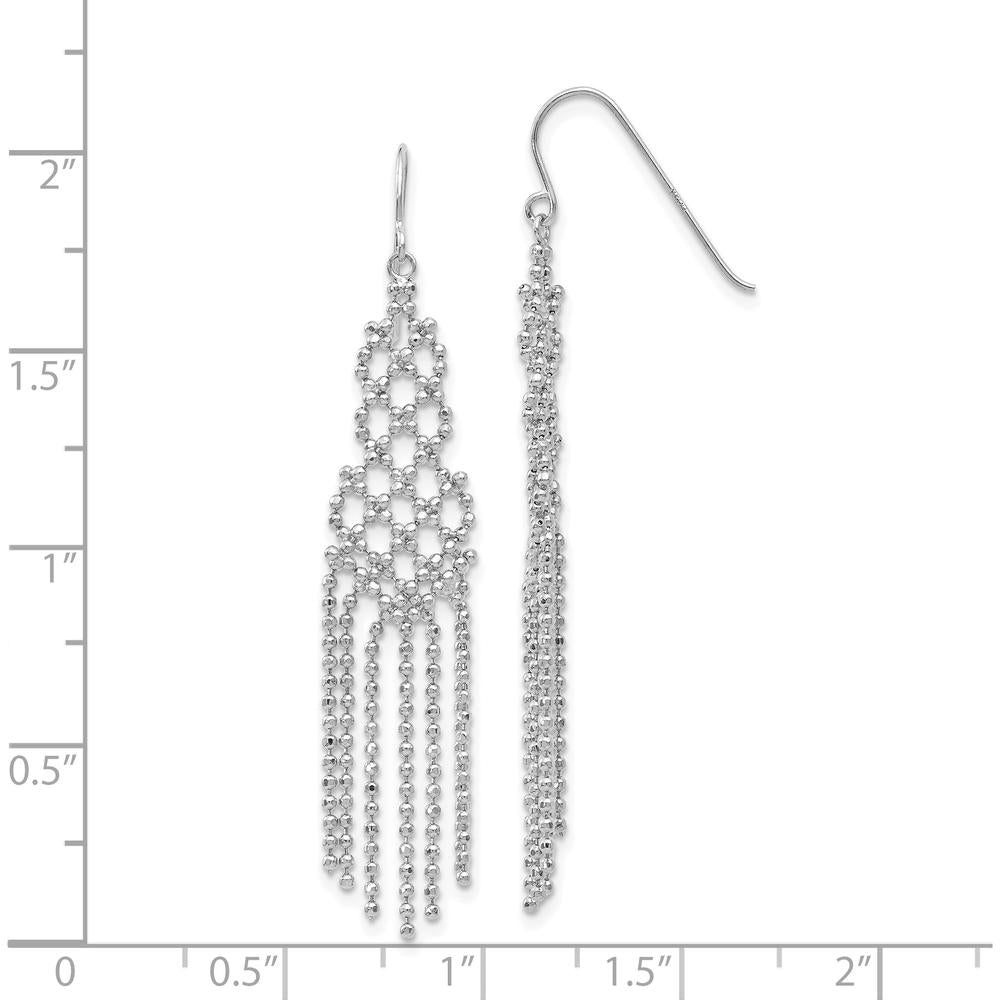 14K White Gold Beaded Drop Earrings with Rhodium Plating - Polished Finish by 0
