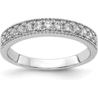 14K White Gold Beaded Edge Diamond Anniversary Band - 0.029 Carat Total Diamond Weight by 0
