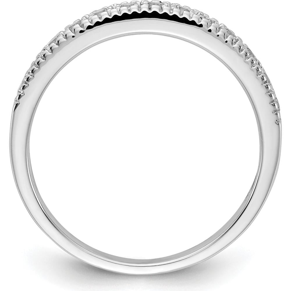 14K White Gold Beaded Edge Diamond Anniversary Band - 0.029 Carat Total Diamond Weight by 0