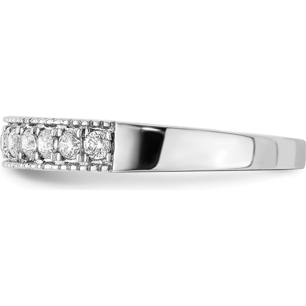 14K White Gold Beaded Edge Diamond Anniversary Band - 0.029 Carat Total Diamond Weight by 0