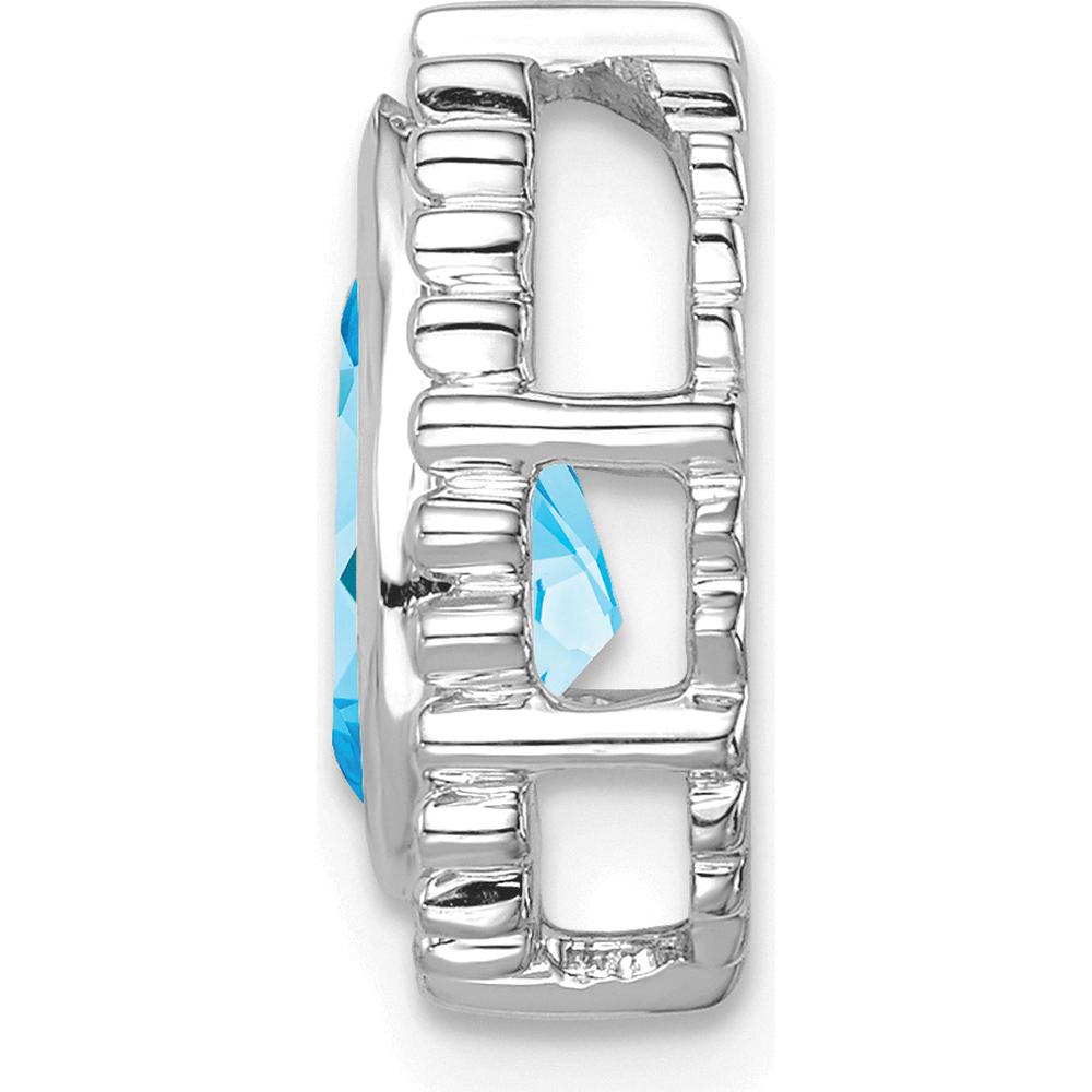 14K White Gold Beaded Edge Pendant with 9x6mm Pear Swiss Blue Topaz - 1.5 Carat Total Weight by Lumare Gioia