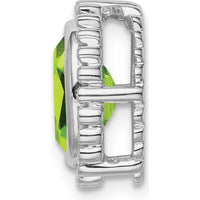 14K White Gold Beaded Edge Peridot Pendant - 1.00 Carat Oval Peridot by Lumare Gioia