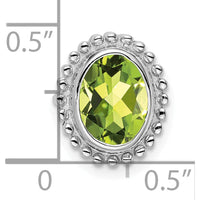 14K White Gold Beaded Edge Peridot Pendant - 1.00 Carat Oval Peridot by Lumare Gioia