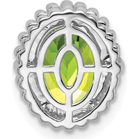 14K White Gold Beaded Edge Peridot Pendant - 1.00 Carat Oval Peridot by Lumare Gioia