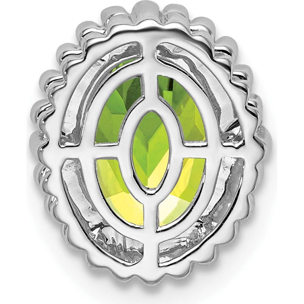 14K White Gold Beaded Edge Peridot Pendant - 1.00 Carat Oval Peridot by Lumare Gioia