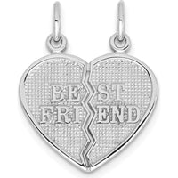14K White Gold Best Friend 2-Piece Break-apart Charm - Textured Friendship Pendant by 0