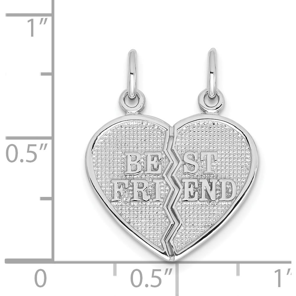 14K White Gold Best Friend 2-Piece Break-apart Charm - Textured Friendship Pendant by 0