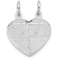 14K White Gold Best Friend 2-Piece Break-apart Charm - Textured Friendship Pendant by 0
