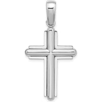 14K White Gold Beveled Cross Charm Pendant - Solid and Polished Finish by Oro Pregiato