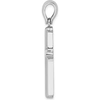 14K White Gold Beveled Cross Charm Pendant - Solid and Polished Finish by Oro Pregiato
