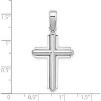 14K White Gold Beveled Cross Charm Pendant - Solid and Polished Finish by Oro Pregiato