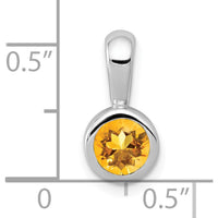 14K White Gold Bezel-set 5mm Round Citrine Pendant - 0.47 Carat Natural Citrine by Monteluci Fine Jewelry