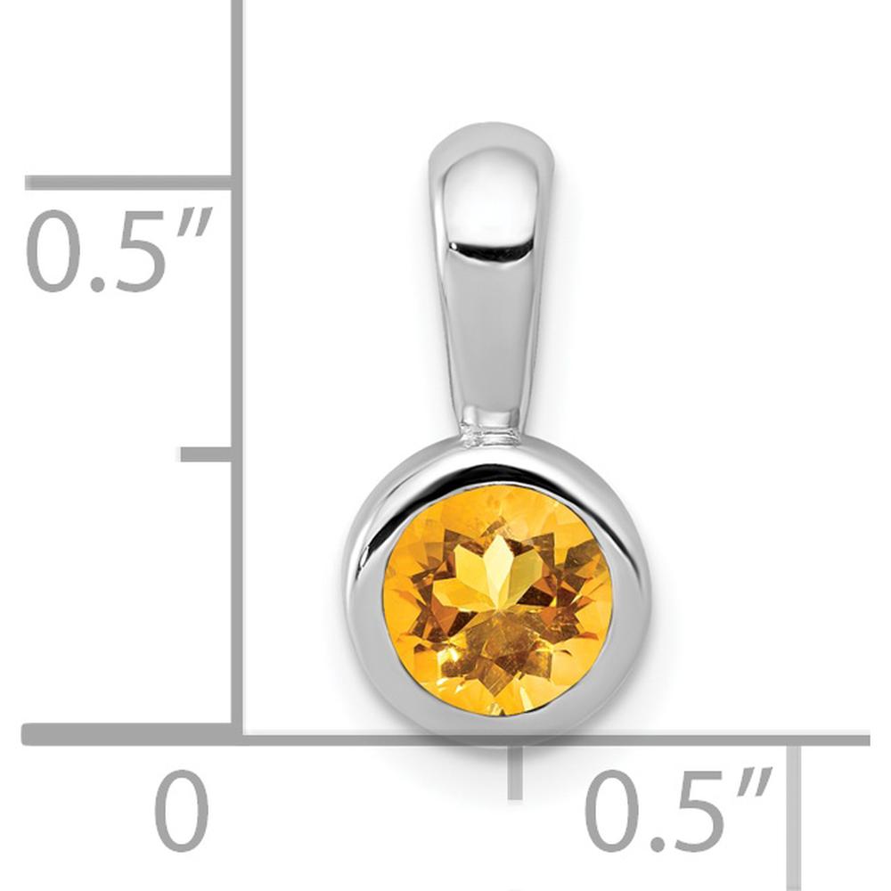 14K White Gold Bezel-set 5mm Round Citrine Pendant - 0.47 Carat Natural Citrine by Monteluci Fine Jewelry