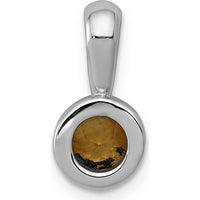 14K White Gold Bezel-set 5mm Round Citrine Pendant - 0.47 Carat Natural Citrine by Monteluci Fine Jewelry