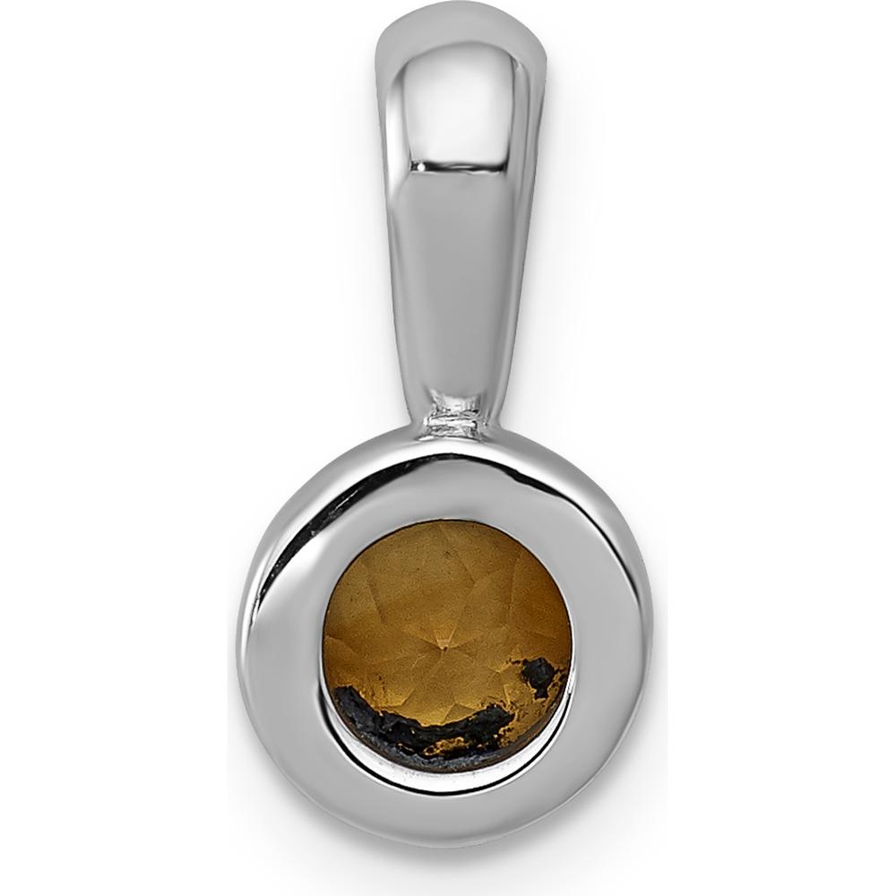 14K White Gold Bezel-set 5mm Round Citrine Pendant - 0.47 Carat Natural Citrine by Monteluci Fine Jewelry