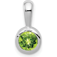 14K White Gold Bezel-Set 5mm Round Peridot Pendant - 0.55 Carat Total Peridot Weight by Monteluci Fine Jewelry