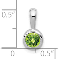 14K White Gold Bezel-Set 5mm Round Peridot Pendant - 0.55 Carat Total Peridot Weight by Monteluci Fine Jewelry
