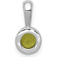 14K White Gold Bezel-Set 5mm Round Peridot Pendant - 0.55 Carat Total Peridot Weight by Monteluci Fine Jewelry