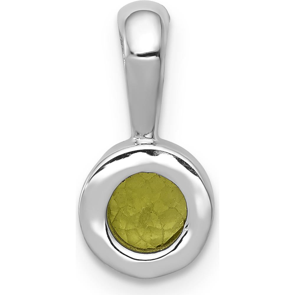 14K White Gold Bezel-Set 5mm Round Peridot Pendant - 0.55 Carat Total Peridot Weight by Monteluci Fine Jewelry