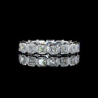 14K White Gold Bezel Set Asscher Cut Lab Diamond Eternity Band - 2.07 Carat Total Weight, 17 Stones, E-F VS1 Quality - Covaloro Fine Jewelry