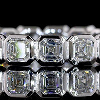 14K White Gold Bezel Set Asscher Cut Lab Diamond Eternity Band - 2.07 Carat Total Weight, 17 Stones, E-F VS1 Quality - Covaloro Fine Jewelry