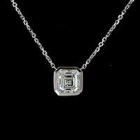 14K White Gold Bezel Set Asscher Cut Lab Diamond Solitaire Pendant - 1.01 Carat D VVS2 IGI Certified - Covaloro Fine Jewelry