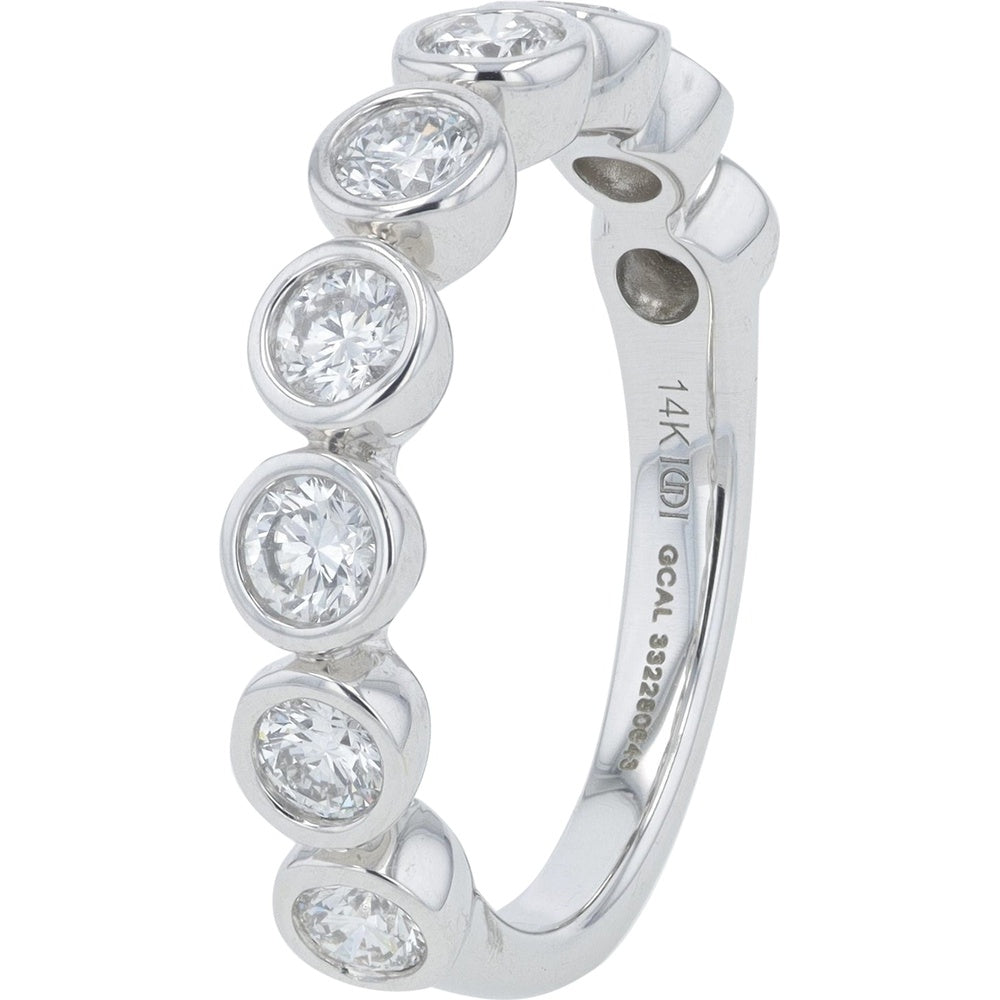 14K White Gold Bezel Set Band with Round Lab Grown Diamonds - 1.00 Carat Total Diamond Weight