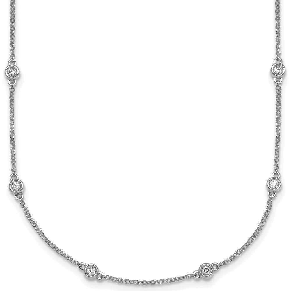 14K White Gold Bezel-set Diamond 18-Station Necklace - 9.00 Carat Total Diamond Weight by Oro Pregiato