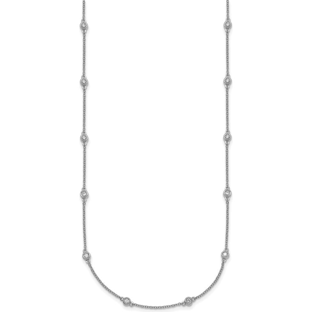 14K White Gold Bezel-set Diamond 18-Station Necklace - 9.00 Carat Total Diamond Weight by Oro Pregiato