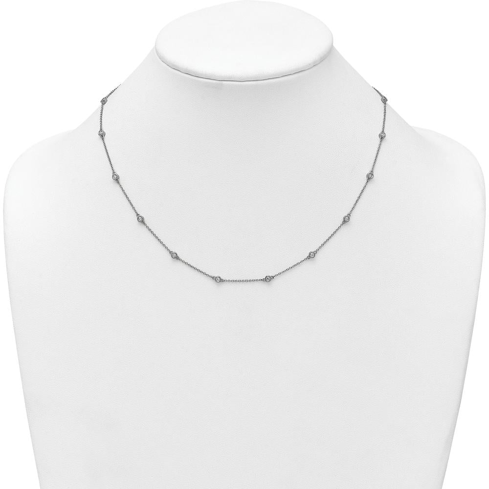 14K White Gold Bezel-set Diamond 18-Station Necklace - 9.00 Carat Total Diamond Weight by Oro Pregiato