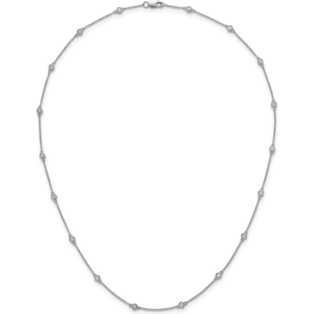 14K White Gold Bezel-set Diamond 18-Station Necklace - 9.00 Carat Total Diamond Weight by Oro Pregiato
