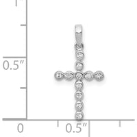 14K White Gold Bezel Set Diamond Cross Pendant - 0.10 Carat Total Diamond Weight by Monteluci Fine Jewelry