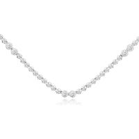 14K White Gold Bezel Set Diamond Necklace with Round Brilliant Diamonds - 2.55 Carat Total Diamond Weight - Royal Jewelry