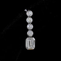 14K White Gold Bezel Set Drop Earrings with Round and Emerald Cut Lab Diamonds - 2.58 Carats Total Diamond Weight - Covaloro Fine Jewelry