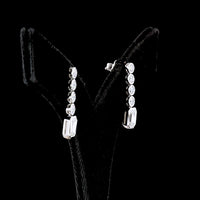 14K White Gold Bezel Set Drop Earrings with Round and Emerald Cut Lab Diamonds - 2.58 Carats Total Diamond Weight - Covaloro Fine Jewelry
