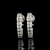 14K White Gold Bezel-Set Emerald Cut Lab Diamond Hoop Earrings - 5.00 Carat Total Diamond Weight (36 Stones, D-VS2) - Covaloro Fine Jewelry