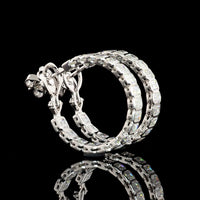 14K White Gold Bezel-Set Emerald Cut Lab Diamond Hoop Earrings - 5.00 Carat Total Diamond Weight (36 Stones, D-VS2) - Covaloro Fine Jewelry