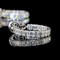 14K White Gold Bezel-Set Emerald Cut Lab Diamond Hoop Earrings - 5.00 Carat Total Diamond Weight (36 Stones, D-VS2) - Covaloro Fine Jewelry