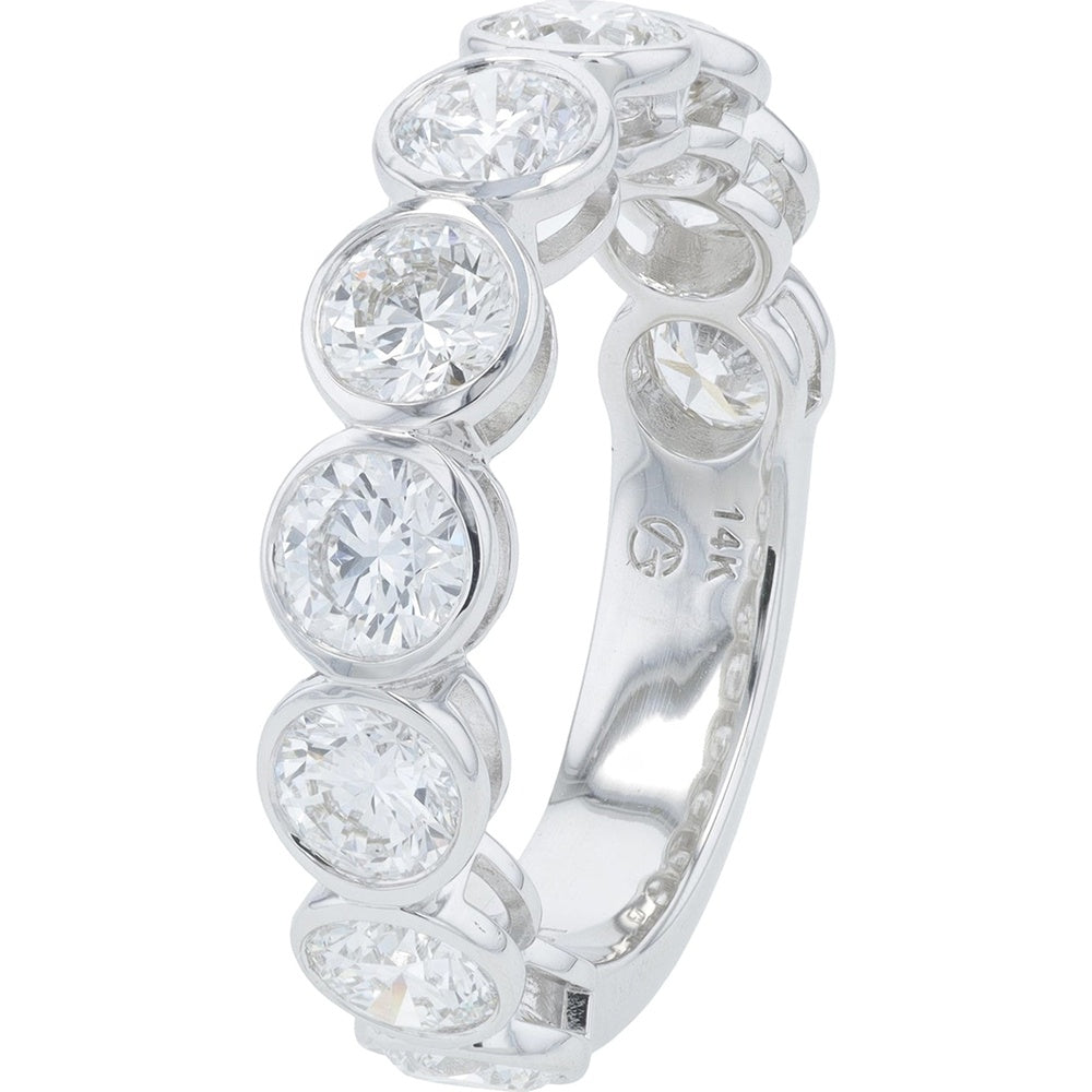 14K White Gold Bezel-Set Lab-Grown Diamond Band Ring - 3.00 Carat Total Diamond Weight