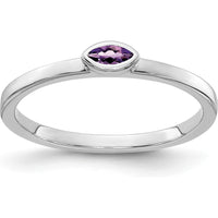 14K White Gold Bezel-Set Marquise Amethyst Ring - 0.072 Carat Total Amethyst Weight by 0
