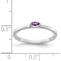 14K White Gold Bezel-Set Marquise Amethyst Ring - 0.072 Carat Total Amethyst Weight by 0