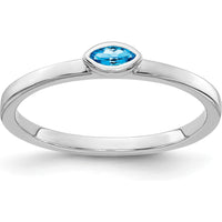 14K White Gold Bezel-set Marquise Blue Topaz Ring - 1.03 Carat Total Topaz Weight by 0