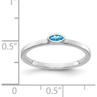 14K White Gold Bezel-set Marquise Blue Topaz Ring - 1.03 Carat Total Topaz Weight by 0